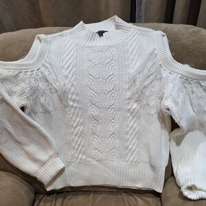 Fringe Cream Cable Knit Sweater